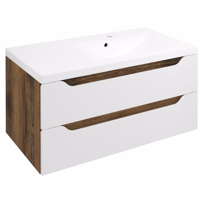 SAPHO - WAVE umývadlová skrinka 89,7x45x47,8cm, pravá, biela/dub collingwood WA093-3019