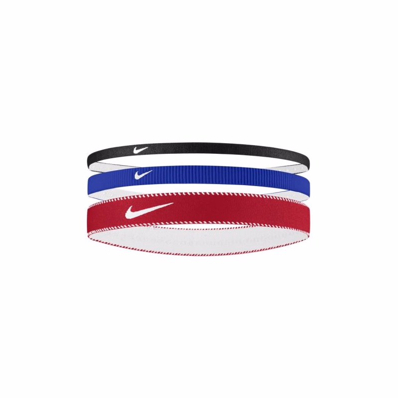 Čelenka NIKE FLEX CLASSIC MIXED WIDTH HEADBANDS 3PK GAME ROYAL UNIVERSITY RED WHITE