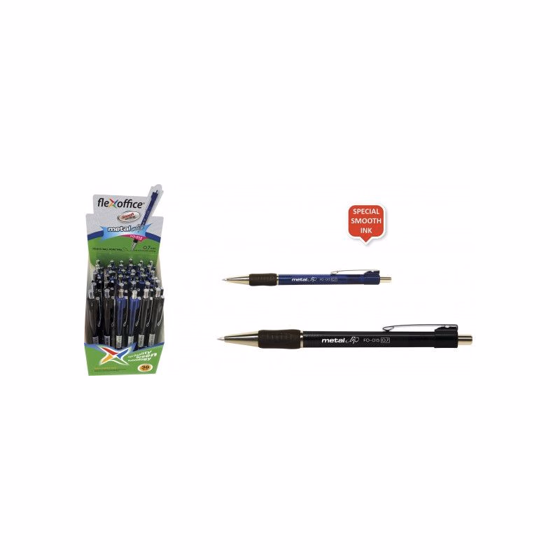 Guľôčkové pero Flexoffice Iris plast 0,7mm modré telo mix