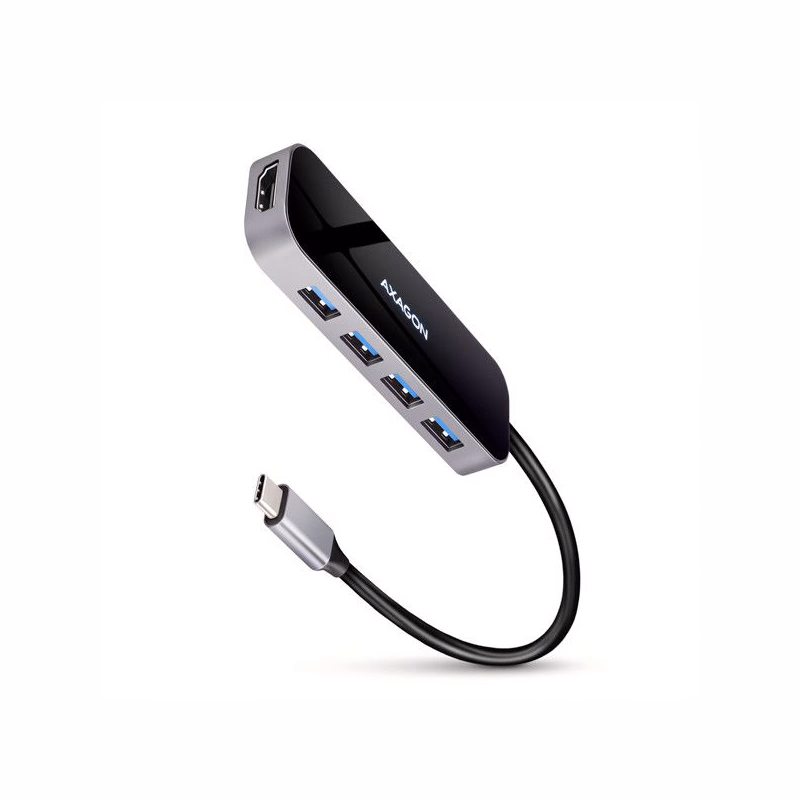 AXAGON HMC-6H4A, USB 3.2 Gen 1 húb, porty 4x USB-A, HDMI 4k/30Hz, PD 100W, kábel USB-C 20cm