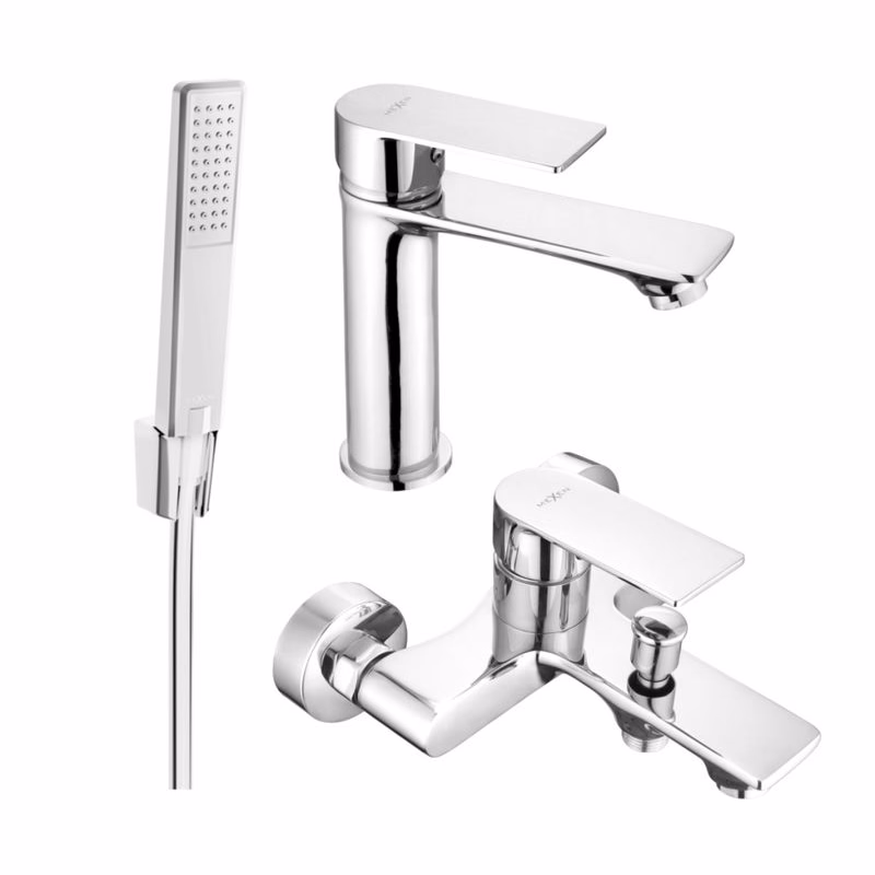 MEXEN/S - Royo R72 Set umývadlové a vaňové batérie s príslušenstvom, chróm 72203R72-00