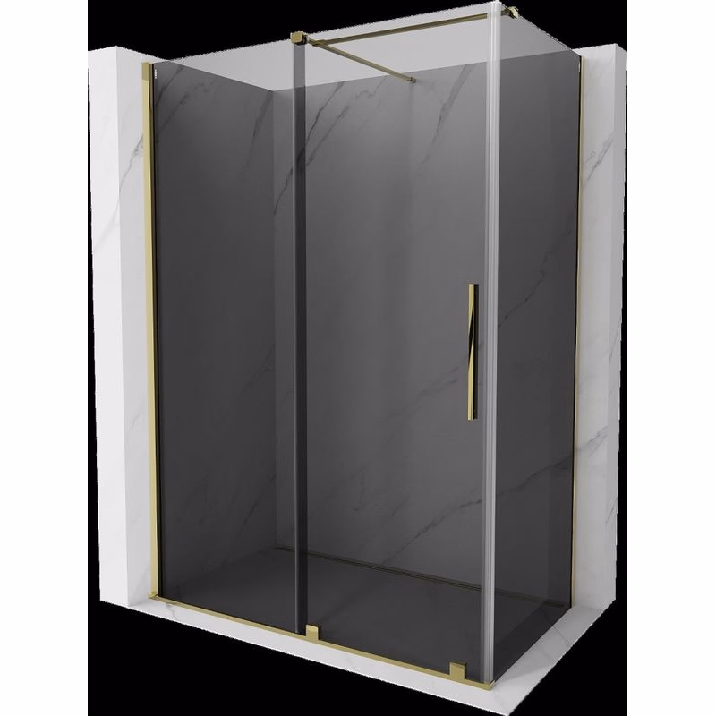 MEXEN/S - Velár sprchovací kút, posuvné dvere 140 x 80, grafit, zlato 871-140-080-41-50