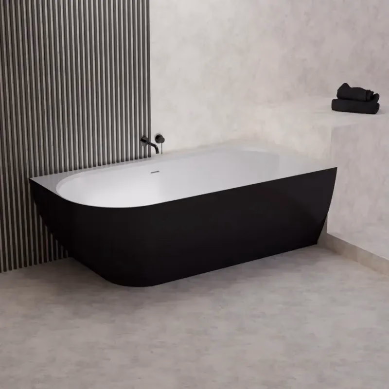 Vaňa Nelza 175x82 ľavý konglomerát čierna/biela matná