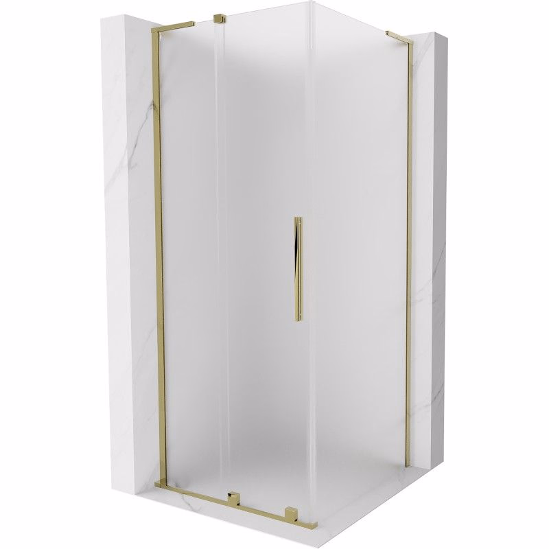 MEXEN/S - Velar L sprchovací kút, posuvné dvere 120 x 120, dekor, zlato 871-120-120-33-50