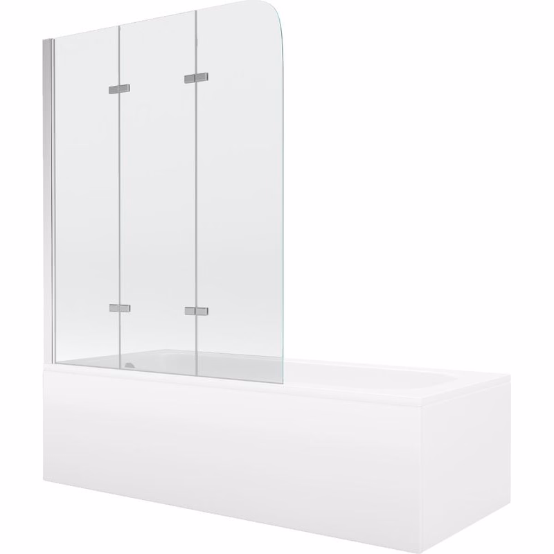 MEXEN/S - Vega obdĺžniková vaňa 180 x 80 cm s panelom + vaňová zástena 120, transparent, chróm 550118080X9012030100