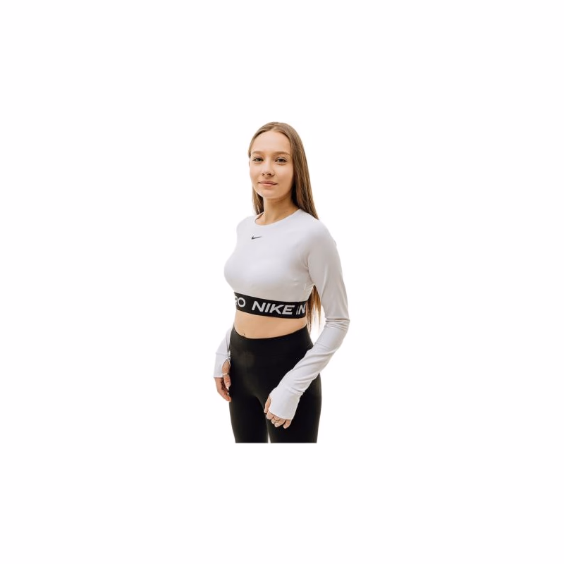 Dámske tréningové tričko s dlhým rukávom NIKE PRO DF 365 CROP LS-100 WHITE BLACK