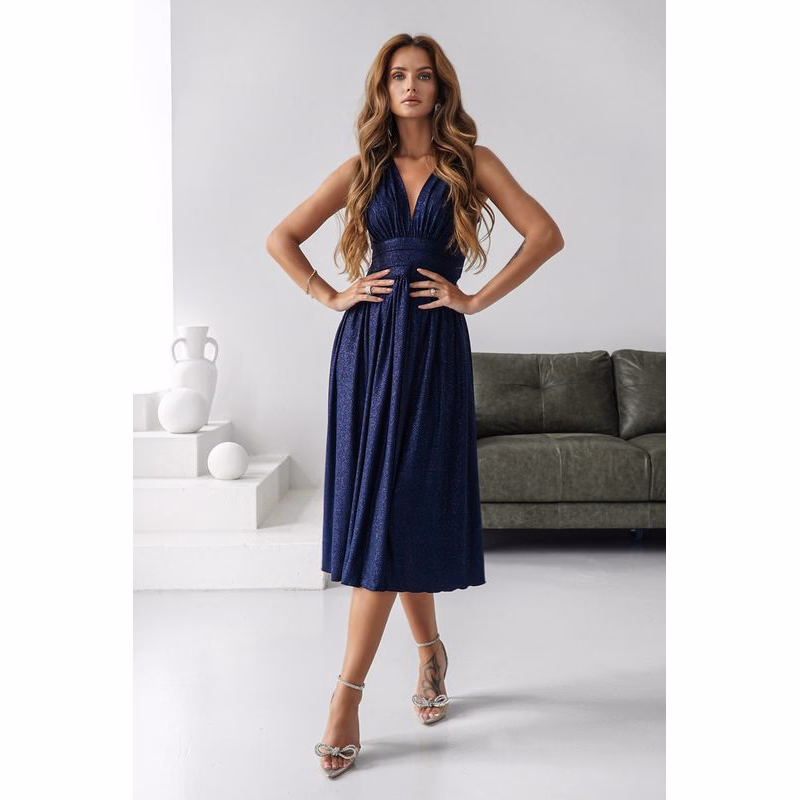 Warsaw Dress Tmavomodré trblietavé midi šaty Veľkosť: S