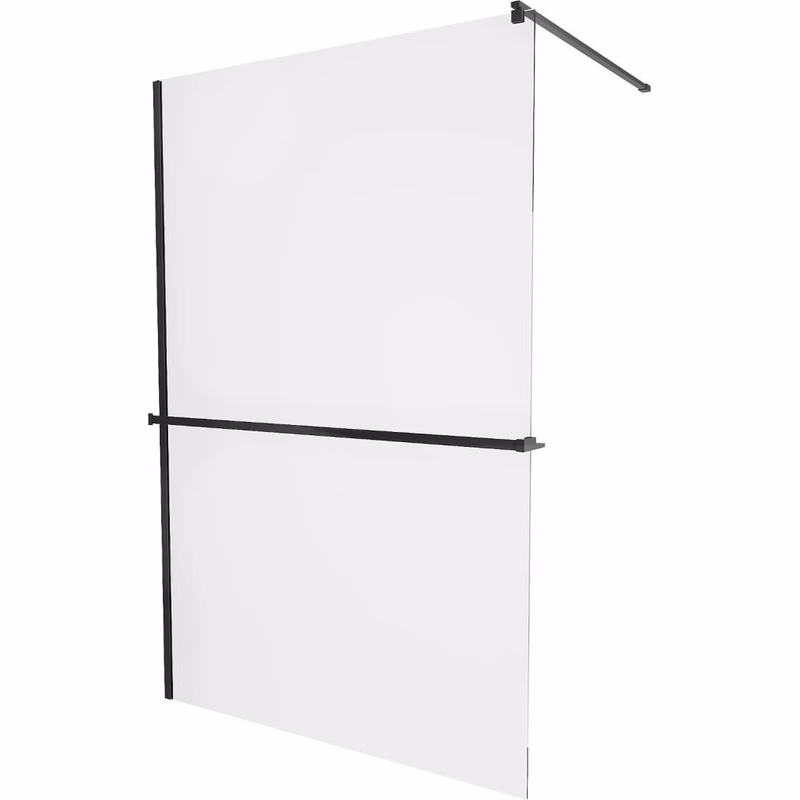 MEXEN/S - KIOTO Sprchová zástena WALK-IN s poličkou a držiakom uterákov 120 x 200, transparent 8 mm, čierna 800-120-121-70-00