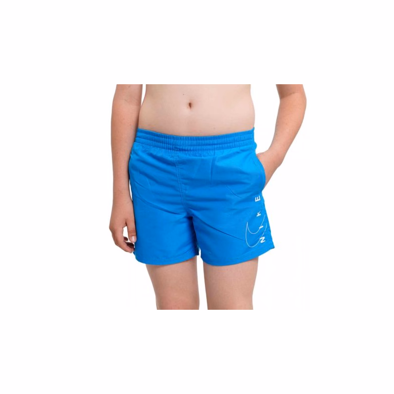 Chlapčenské plavky NIKE SWIM Split Logo Lap 4 inch -486-Aquarius blue