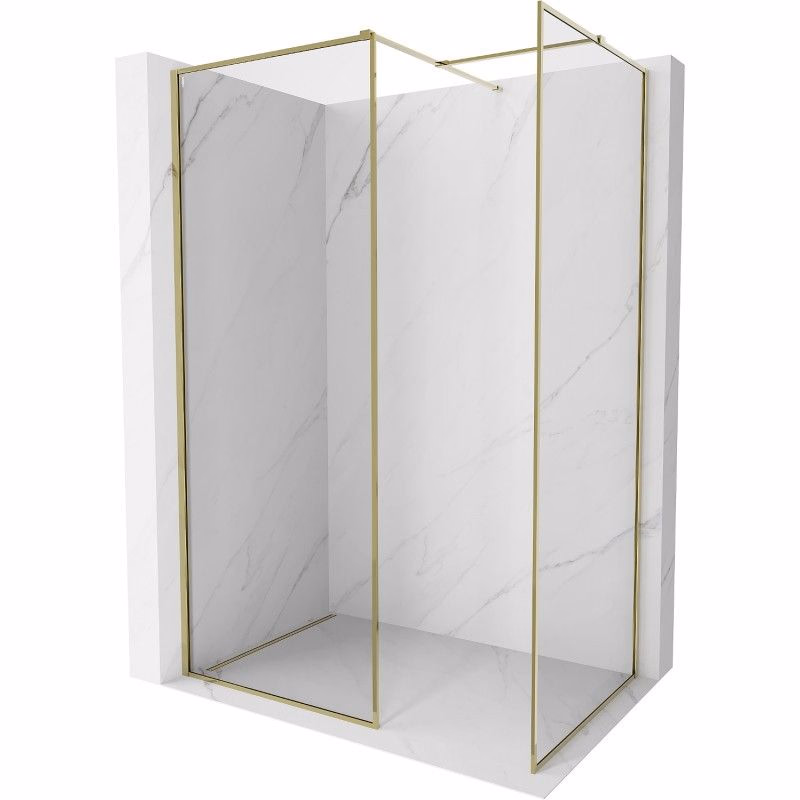 MEXEN/S - Kyoto-XF Sprchová zástena WALK-IN s rámom 110 x 110, transparent 10 mm, zlato 800-110-202-04-50-110-XF