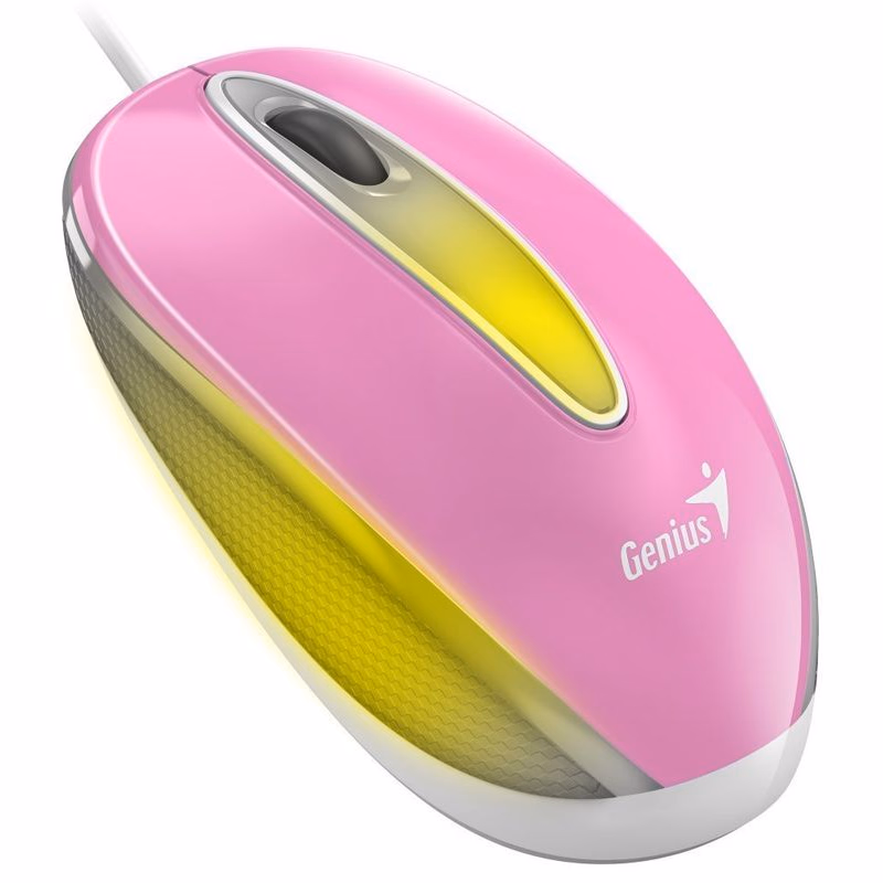 Genius DX-Mini / Myš, drôtová, optická, 1000DPI, 3 tlačidlá, USB, RGB LED, ružová