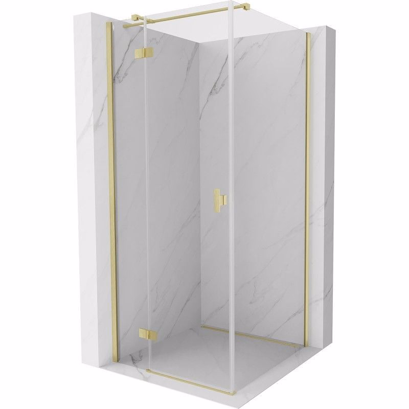MEXEN/S - Mist HT sprchový kút dvere krídlové ľavá 85 x 85, transparent, zlato kartáčovaná 8A5T-085-085-55-00-L