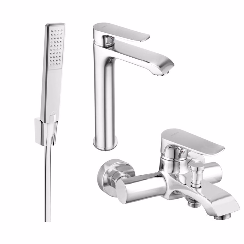 MEXEN/S - Pecos R72 Set umývadlové a vaňové batérie s príslušenstvom, chróm 72713R72-00