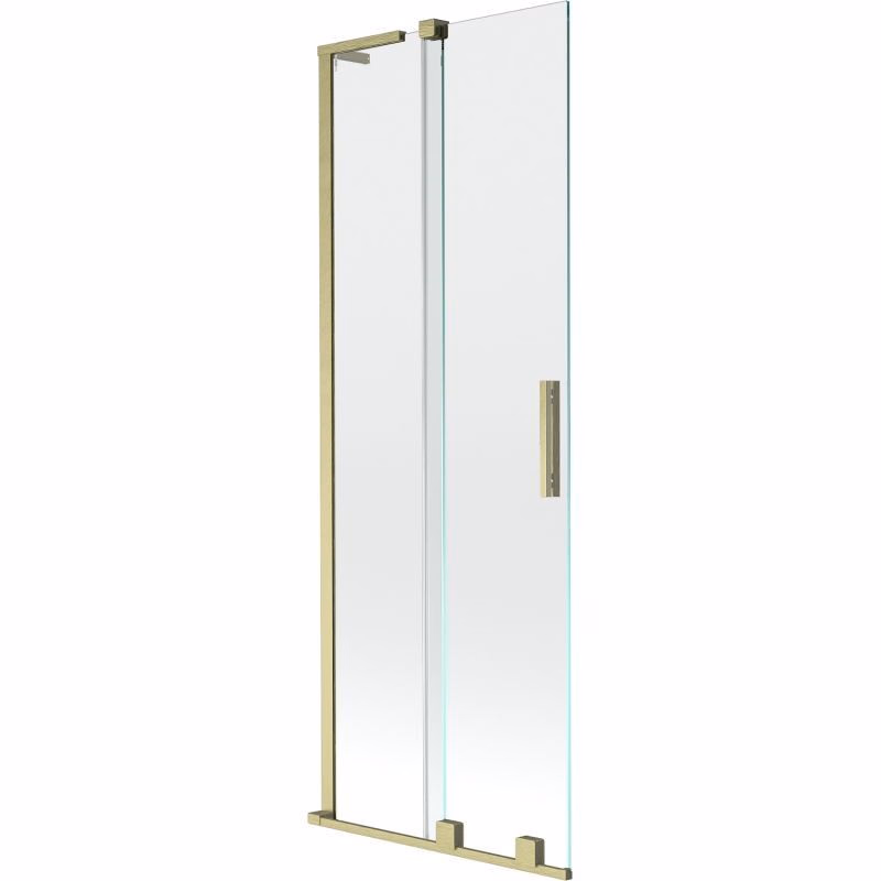 MEXEN/S - Velar L dvojkrídlová posuvná vaňová zástena 75 x 150, transparent, zlatá kartáčovaná 896-075-003-01-55
