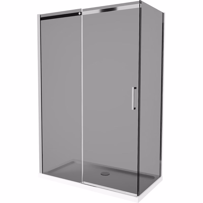 MEXEN/S - Omega sprchovací kút 130 x 70, grafit, chróm + vanička vrátane sifónu 825-130-070-01-40-4010