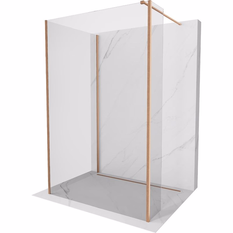MEXEN/S - Kioto Sprchová zástena WALK-IN 125 x 90 x 30, transparent, meď kartáčovaná 800-125-090-221-65-00-030