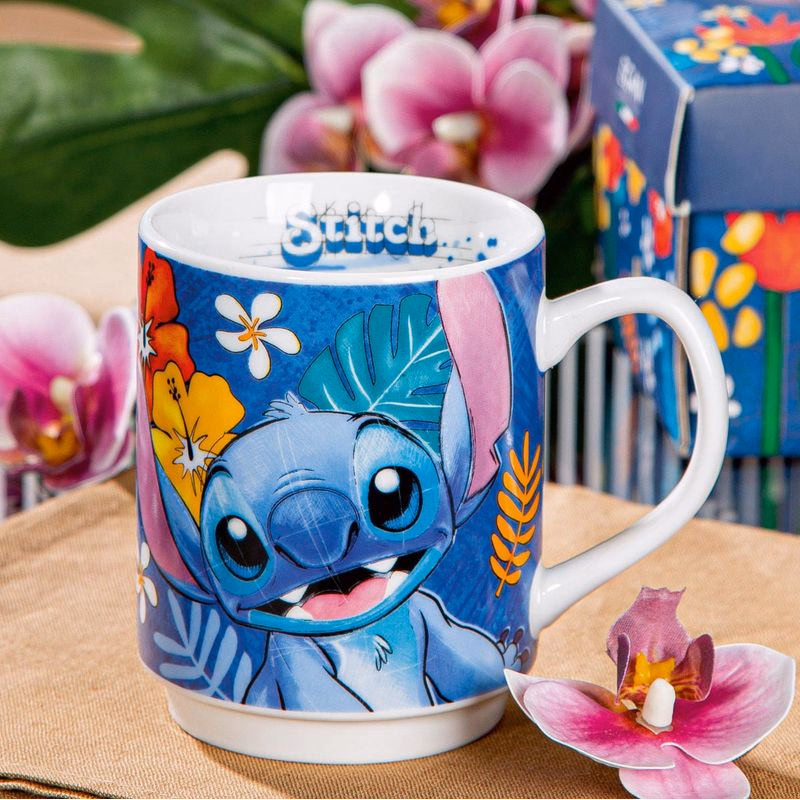Porcelánový hrnček Stitch, modrý
