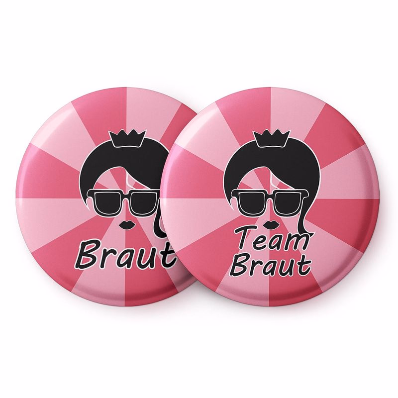 Spielehelden Odznaky Braut Vintage pink Rozlúčka so slobodou 12 odznakov 5,6 cm extra veľké Darček na dievčenskú rozlúčku so slobodou