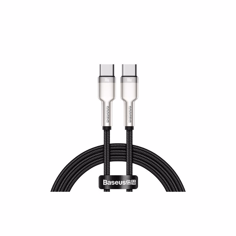 Baseus Cafule Series nabíjací / dátový kábel USB-C samec na USB-C samec s kovovými koncovkami 100W 2m, čierna