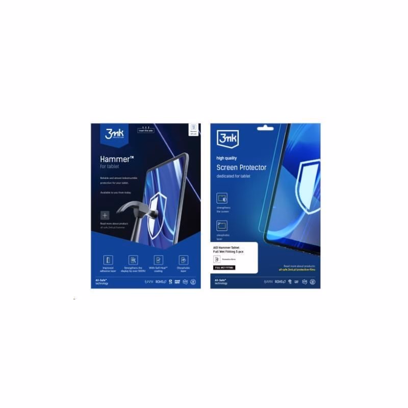 3mk All-Safe - AIO fólia Pure Matt Pro Full Wet Fitting Tablet, 5 ks