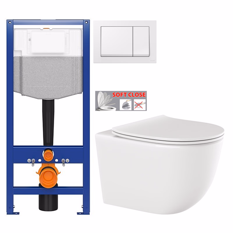CERSANIT predstenový inštalačný systém s bielym tlačidlom K97-516 + WC INVENA TINOS  + SEDADLO K97-526 516 NO1