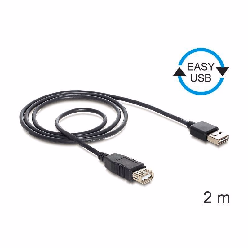 Delock kábel EASY-USB 2.0-A samec > USB 2.0-A samica, predlžujúca 2 m