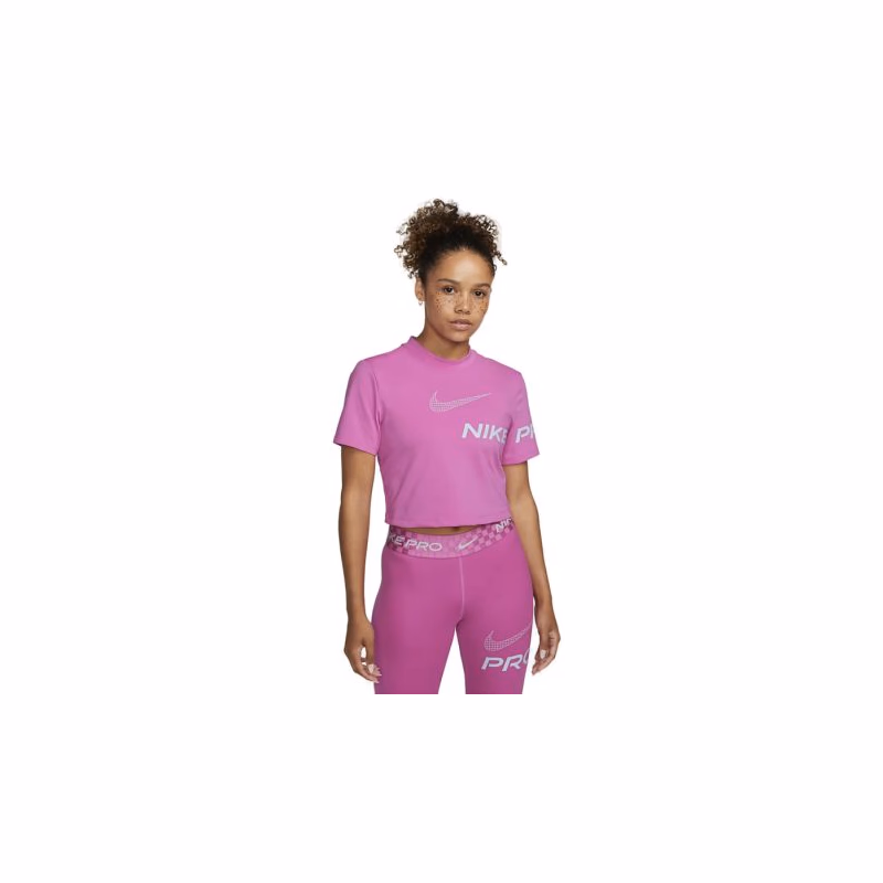 Dámske tréningové tričko s krátkym rukávom NIKE PRO W NP DF GRX SS CROP TOP-Pink