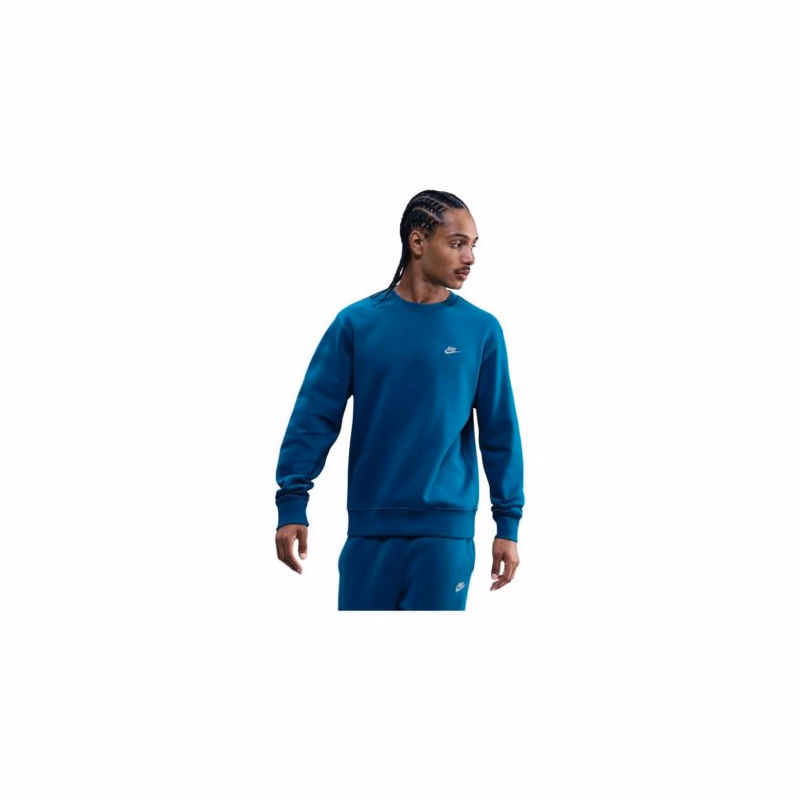 Pánska zateplená mikina NIKE M NK CLUB BB CREW GREEN ABYSS WHITE