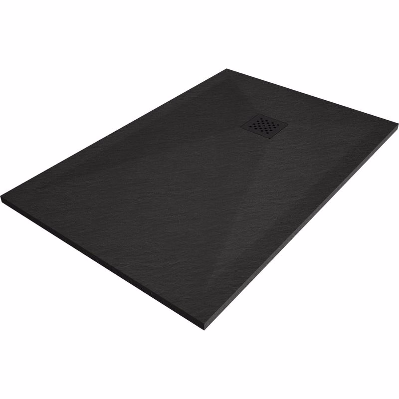 MEXEN/S - Stone+ obdĺžniková sprchová vanička 130 x 80, čierna, mriežka čierna 44708013-B