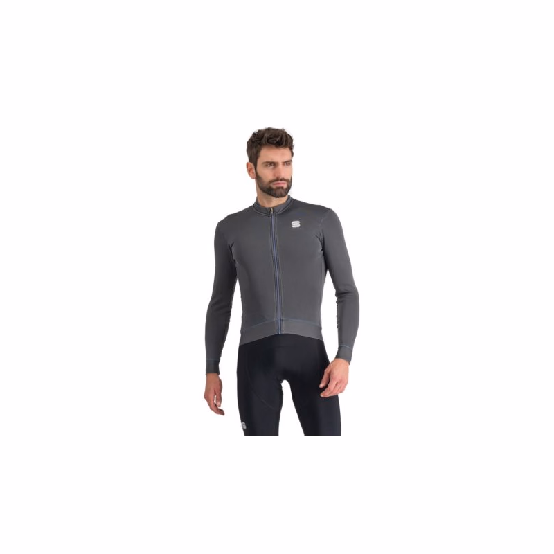 Pánsky cyklistický dres s dlhým rukávom SPORTFUL Monocrom thermal jersey, anthracite