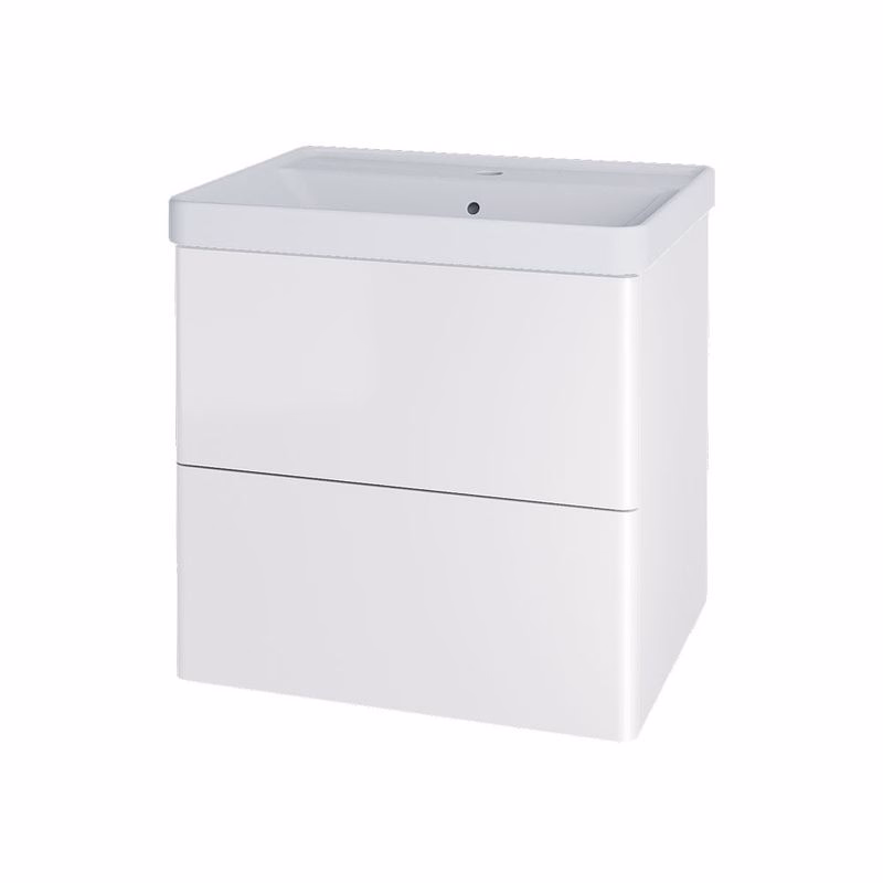 Mereo Siena, kúpeľňová skrinka s keramickým umývadlom 61 cm, biela lesk CN410