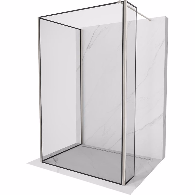 MEXEN/S - Kioto Sprchová zástena WALK-IN 110 x 90 x 40, čierny vzor, nikel kefovaná 800-110-090-221-97-70-040