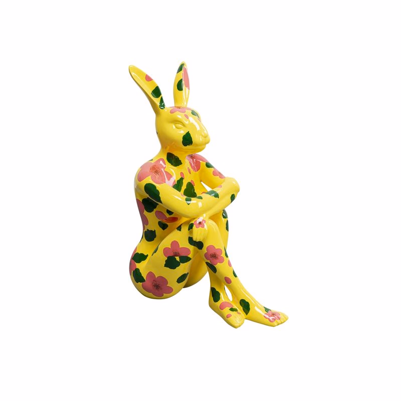Sitting Rabbit dekorácia žltá 80 cm