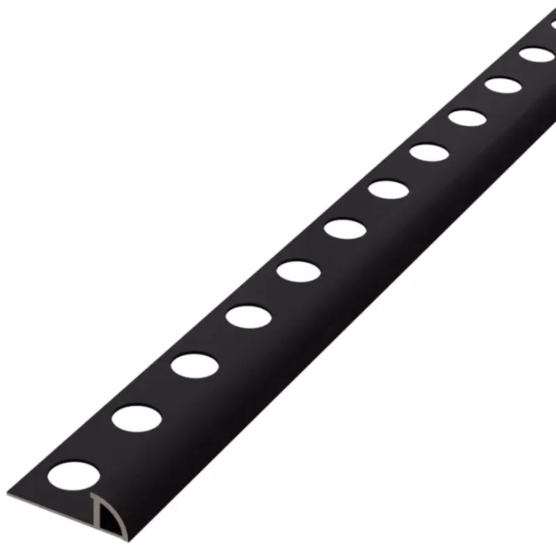 Rohový profil polkruh čierny mat práškovaný 10,5 mm x 270 cm
