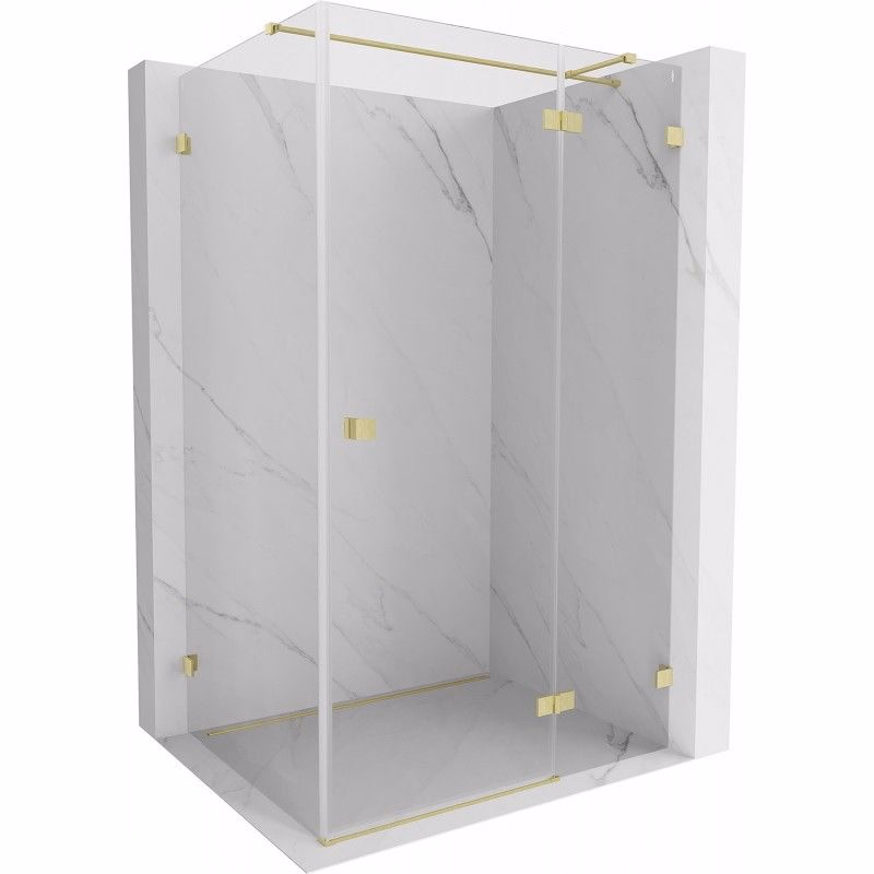 MEXEN/S - Lunar T sprchovací kút dvere krídlové pravá 120 x 80, transparent, zlato kartáčovaná 834T-120-080-55-00-P
