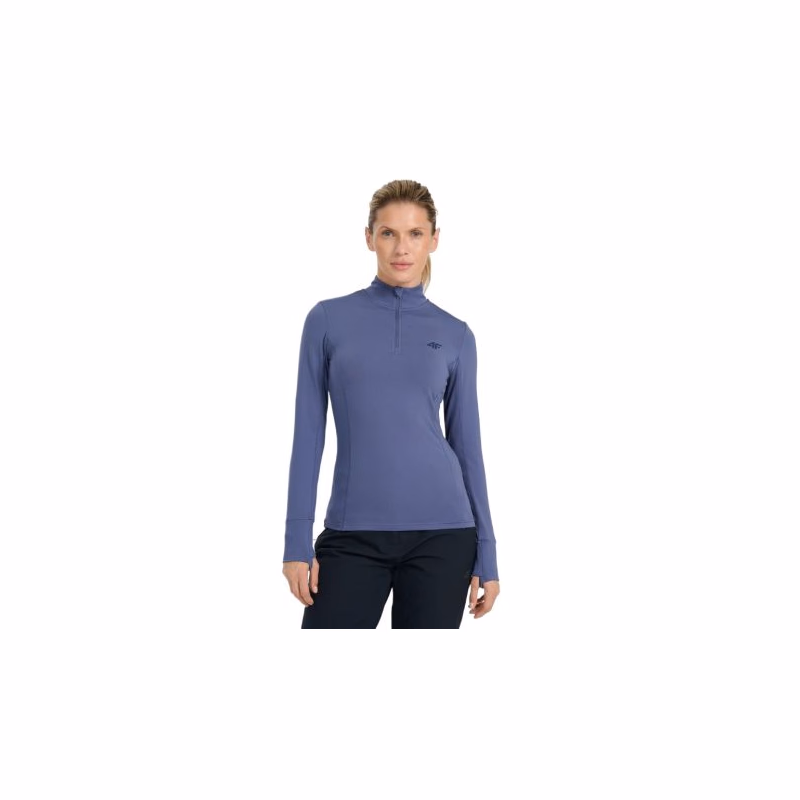 Dámske termo tričko s dlhým rukávom a s polovičným zipsom 4F BRUSHED UNDERWEAR F098-WAW25UBRUF098-32S-DENIM
