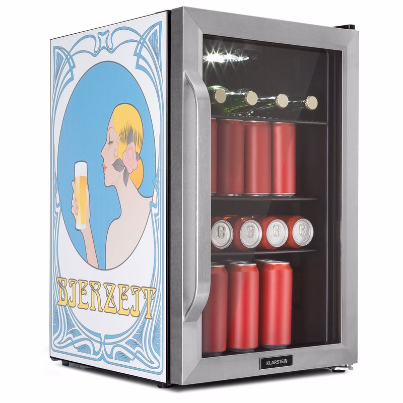 Klarstein Beersafe 70 Bierzeit Edition, chladnička, 70 litrov, 3 police, panoramatické sklenené dvere, nehrdzavejúca oceľ