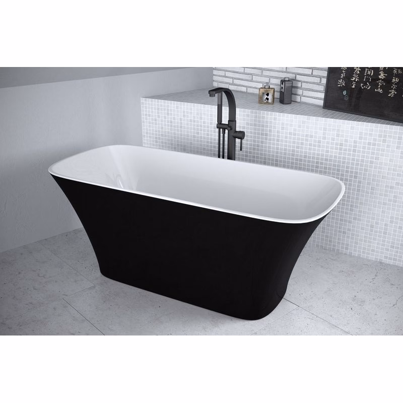 BESCO - Voľne stojaca vaňa ASSOS S-LINE čierna/biela - Rozmer vane - 160 × 70 cm VANASSL16BW