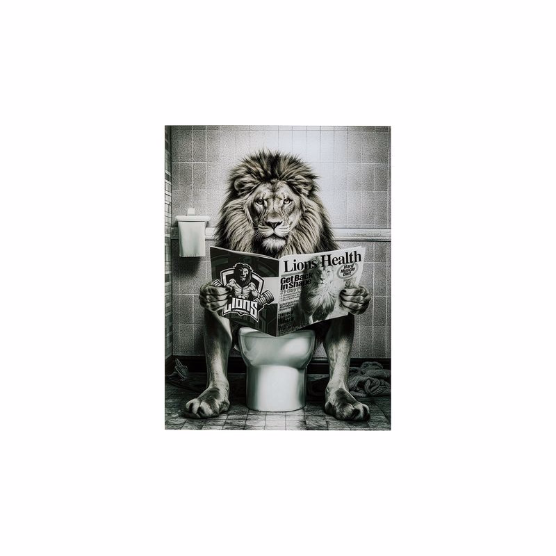Bath Lion obraz sivý 80x60 cm