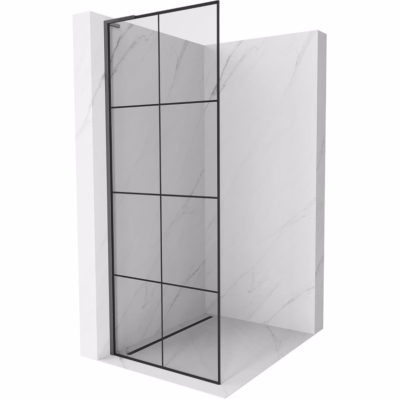 MEXEN/S - Kioto L Sprchová zástena WALK-IN 90 x 200, čierny vzor, grafit kartáčovaná 800-090-103-66-77