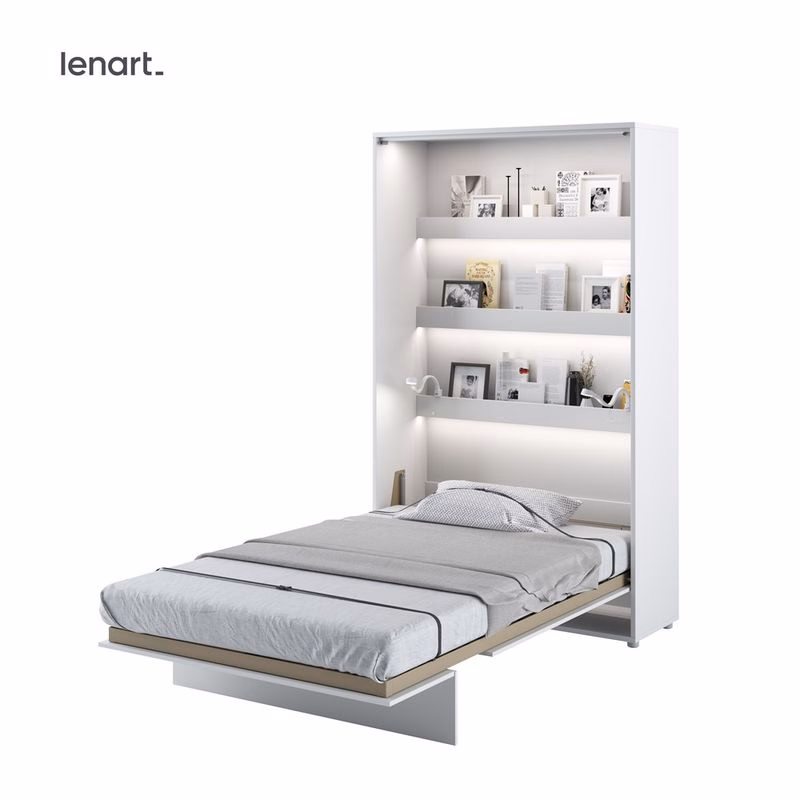 Dig-net nábytok Sklápacia posteľ Lenart BED CONCEPT BC-02p biely lesk | 120 x 200 cm