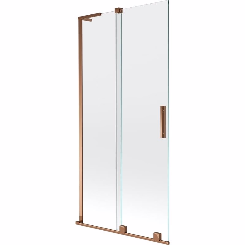 MEXEN/S - Velar L dvojkrídlová posuvná vaňová zástena 95 x 150, transparent, ružové zlato 896-095-003-01-60