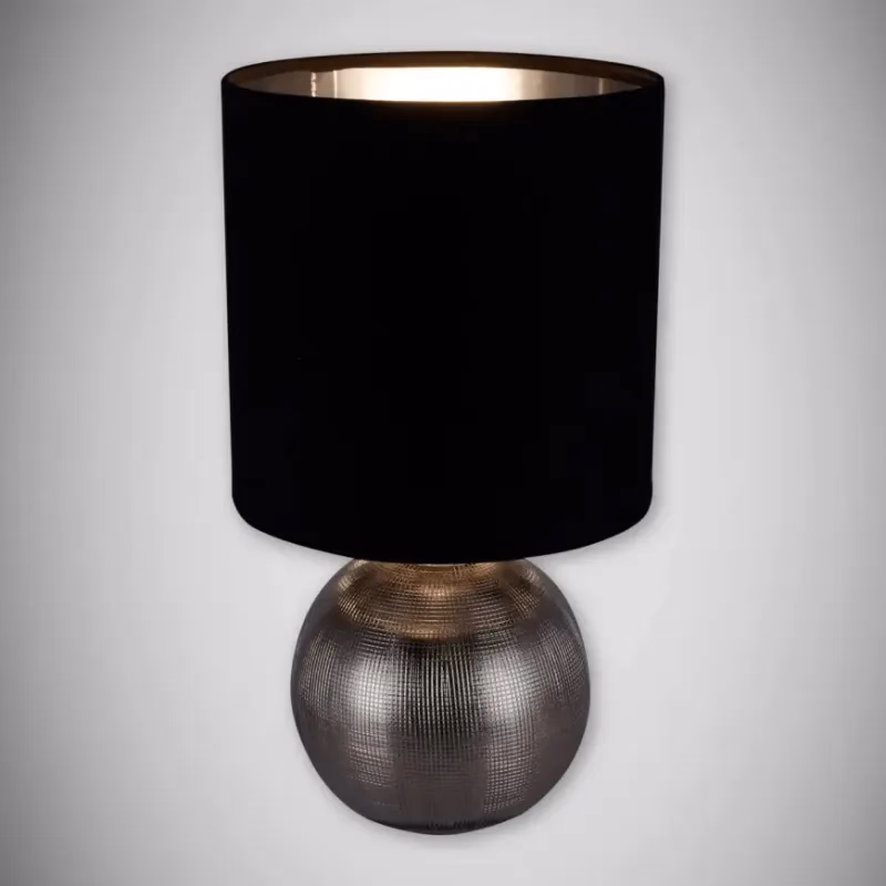 Stolná lampa Perlo E14 strieborná / čierna 03290 LB