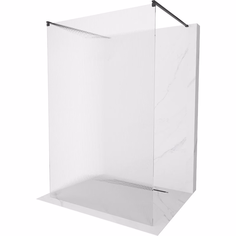 MEXEN/S - Kioto Sprchová zástena WALK-IN voľne stojaca 120 x 200, prúžky 8 mm, čierna 800-120-002-70-09
