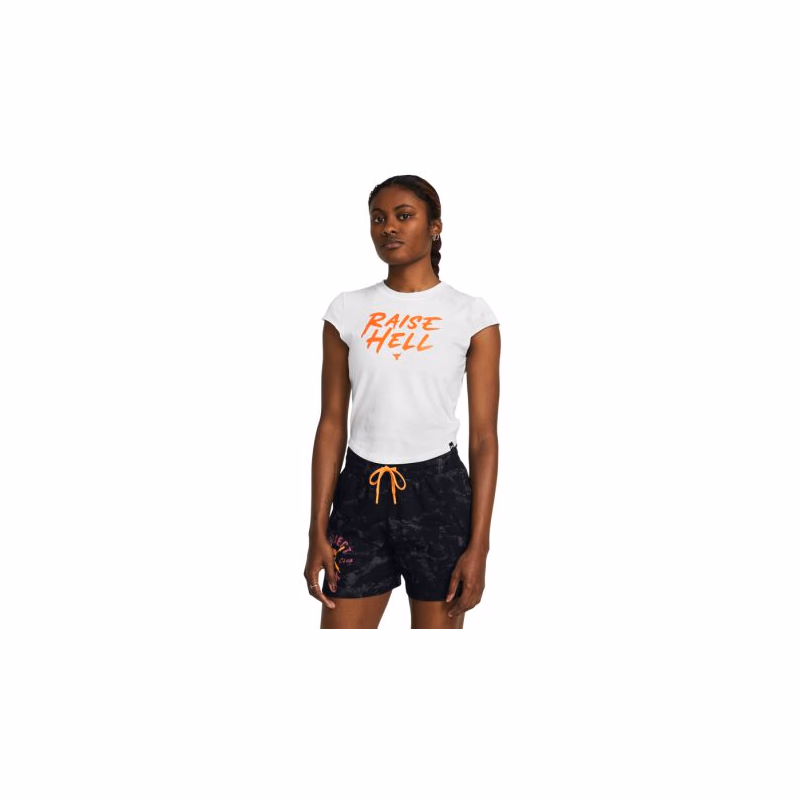 Dámske tričko s krátkym rukávom UNDER ARMOUR PROJECT ROCK PROJECT ROCK Undrgrnd Cap Slv Tee-WHT