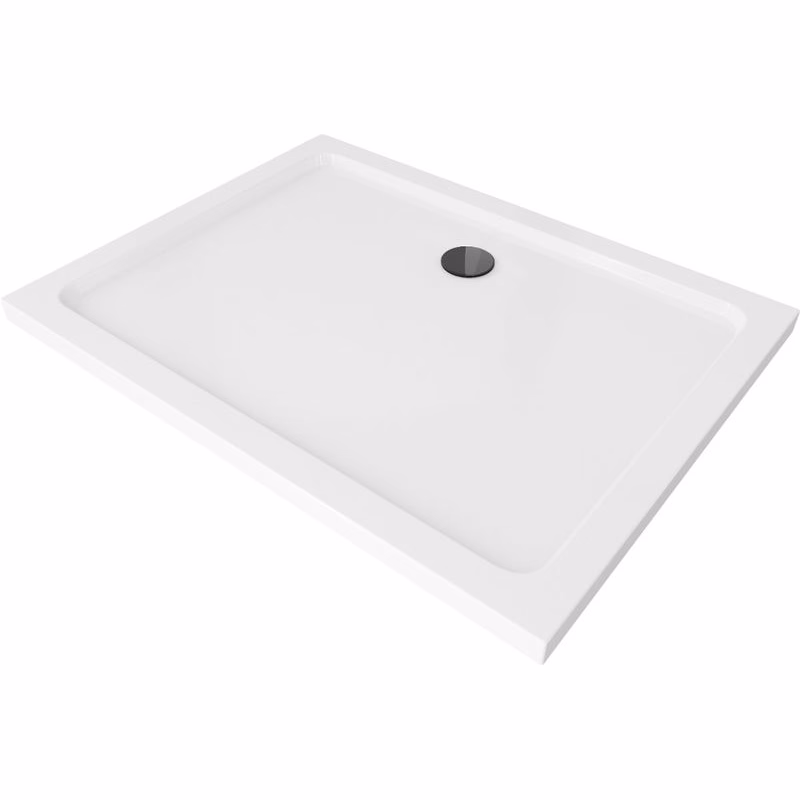 MEXEN/S - Flat sprchová vanička obdĺžniková slim 140 x 100, biela + čierny sifón 40101014B