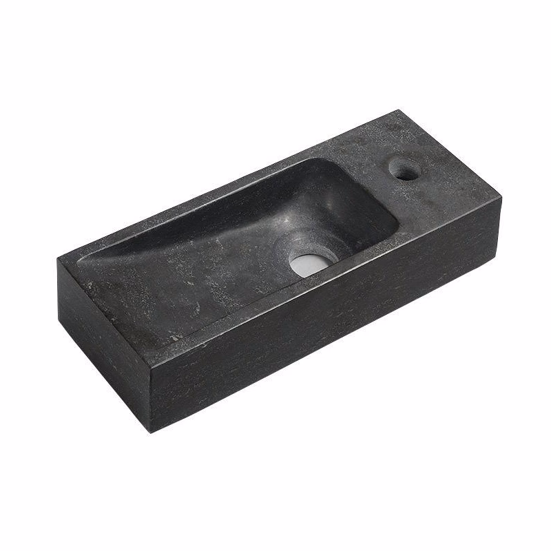 SAPHO - BLOK kamenné umývadlo 38x14cm, batéria vpravo, čierny Antracit 2401-31