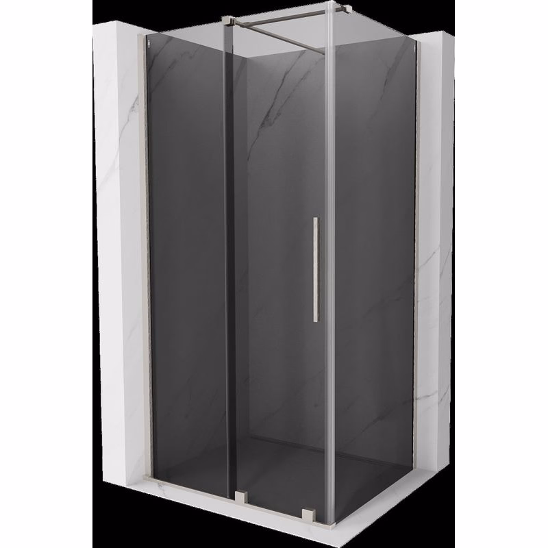 MEXEN/S - Velár sprchovací kút, posuvné dvere 90 x 75, grafit, nikel kartáčovaný 871-090-075-41-97