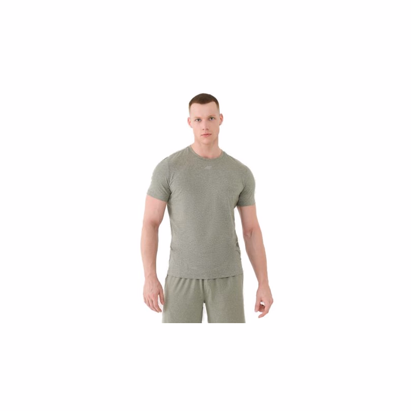 Pánske tréningové tričko s krátkym rukávom 4F TSHIRT FNK M1344-44M-OLIVE MELANGE