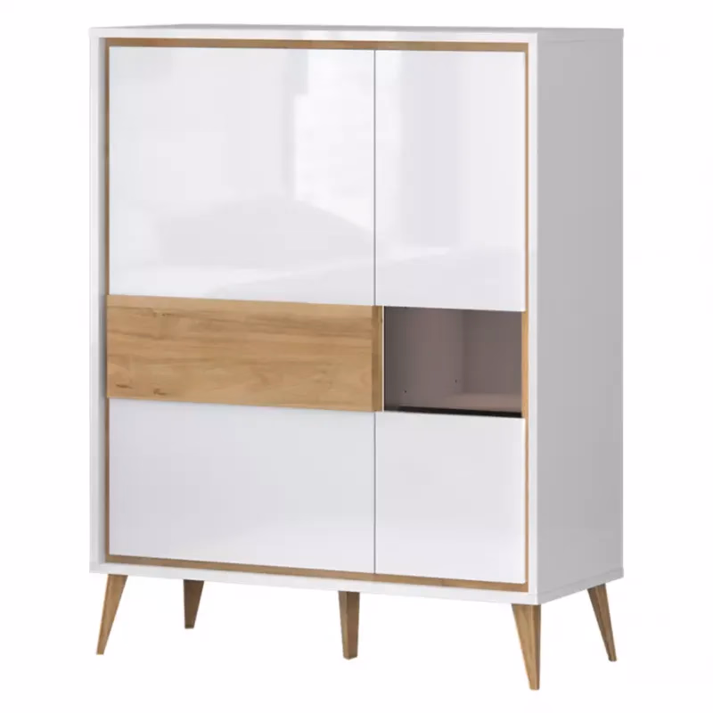 Vitrína Vida-K2S lakované pacific walnut/crystal white